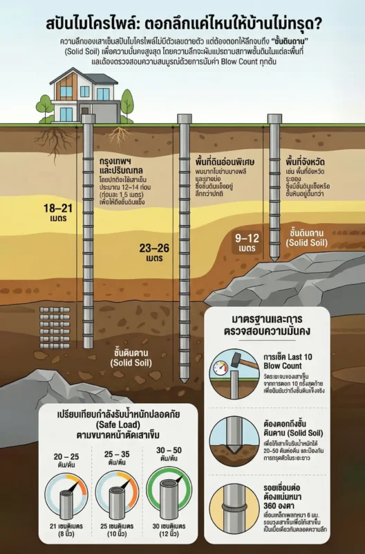 ตอกเสาเข็มสปันไมโครไพล์ลึกแค่ไหนถึงปลอดภัย