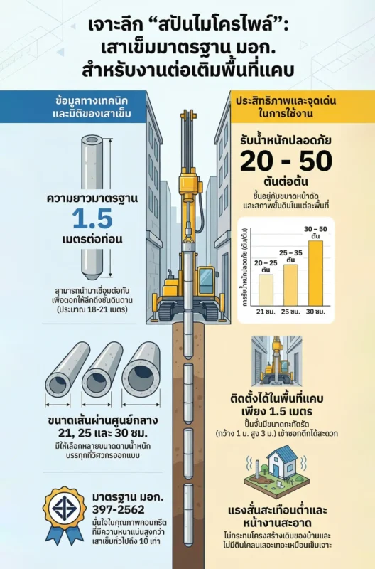เจาะลึกเสาเข็มสปันไมโครไพล์มาตรฐาน มอก. สำหรับงานต่อเติมในพื้นที่แคบ