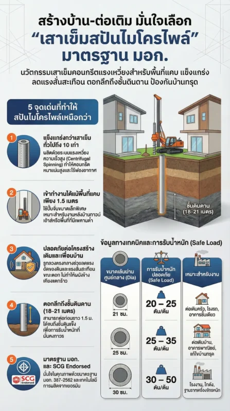 จะสร้างบ้านหรือต่อเติมมั่นใจเสาเข็มสปันไมโครไพล์