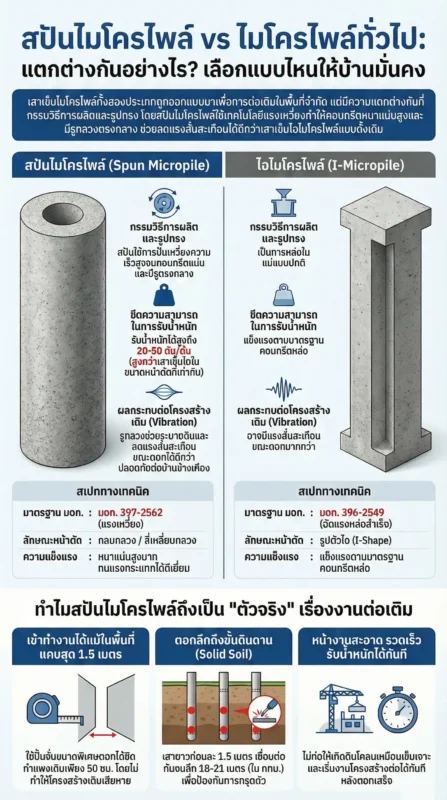 เสาเข็มสปันไมโครไพล์กับเสาเข็มไมโครไพล์ทั่วไปต่างกันอย่างไร