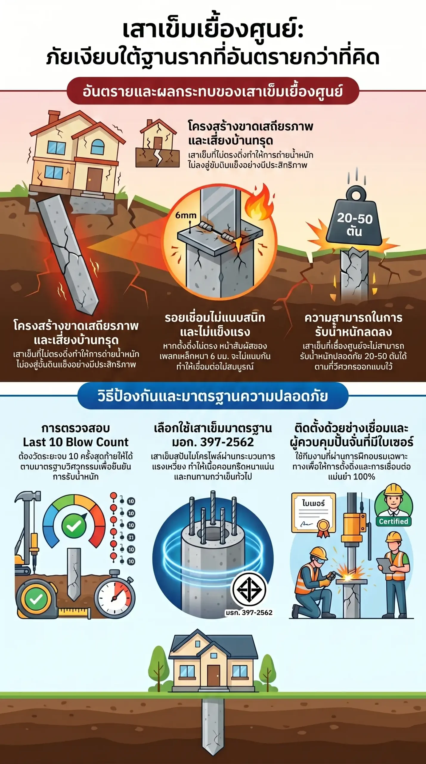 เสาเข็มเยื้องศูนย์ อันตรายแค่ไหน