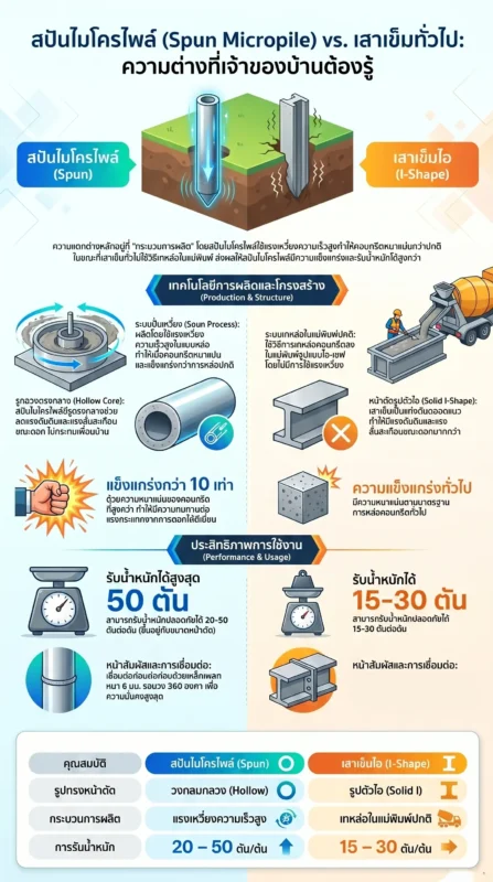 เปรียบเทียบเสาเข็มสปันไมโครไพล์กับเสาเข็มทั่วไป